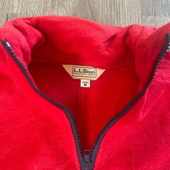 L.L. Bean VTG Snap T Fleece Jacket Red Blue Mens Medium - Picture 2 of 2